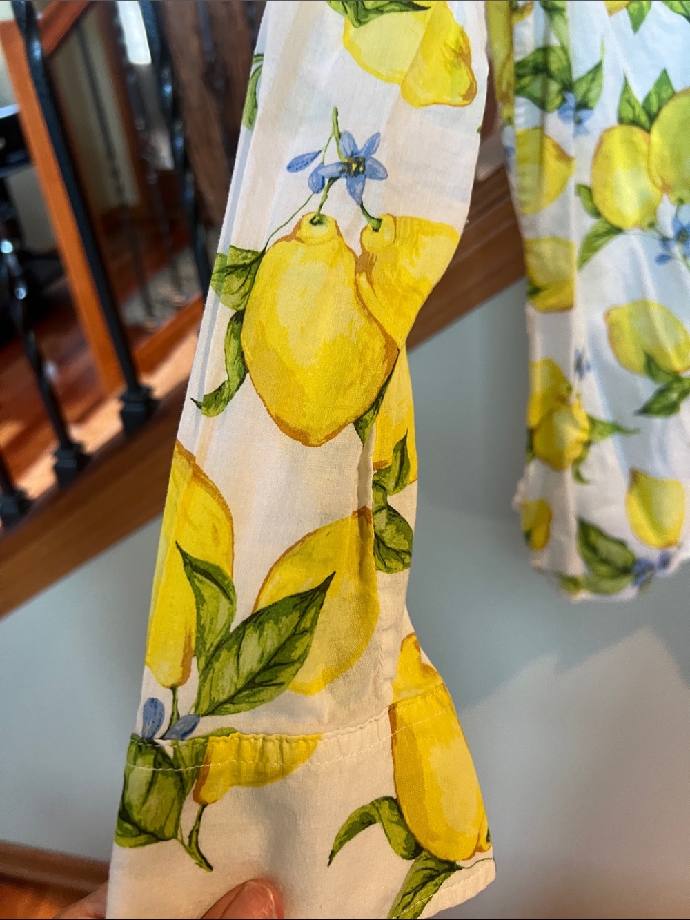 Talbots Women's Lemon Print Button-Front Blouse - White/Yellow/Green - Picture 7 of 11